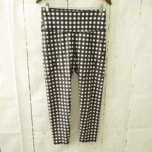 Albion Leggings L Large Black Gingham Check Ankle Crop High Waisted Rise